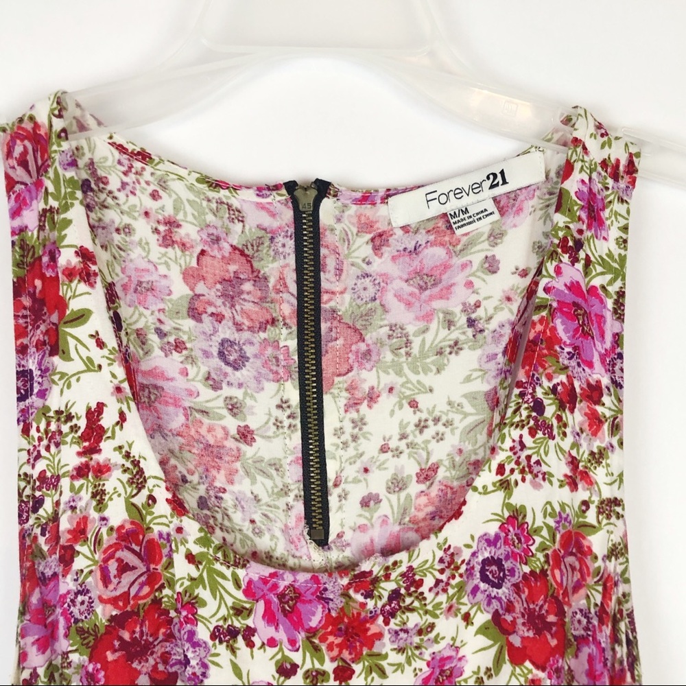 F21 slouchy floral sleeveless dress pockets - Picture 3 of 5